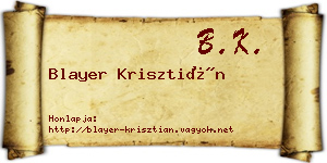 Blayer Krisztián névjegykártya